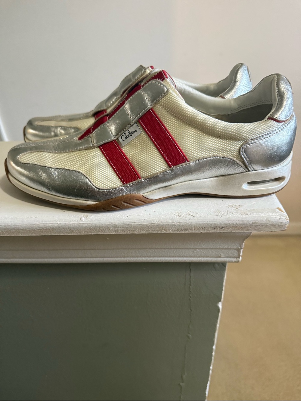 Cole Haan Silver, Cream & Red Low-Top Sneakers